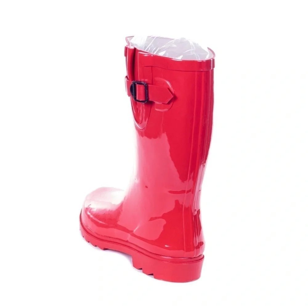 Women Rubber Rain Boots, 11'' Red Garden Rainboots, NEW